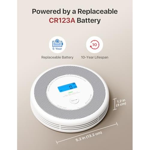 X-Sense Combination Smoke and Carbon Monoxide Detector with Voice Alerts, Smoke Detector Carbon Monoxide Detector Combo with Replaceable Battery, XP0A-SR, 1-Pack