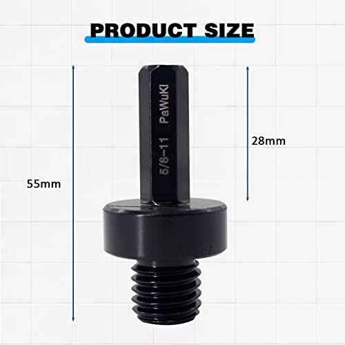 Core Drill Bit Arbor Adapter, 3/8" Hex Shank to 5/8-11 Male Drill for Threaded Diamond Hole Saw Drill Bits Attachment Arbor Shaft Adapter
