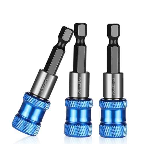 WORKPRO Drill Bit Extension Set, 3Pcs 2-3/8''Magnetic Impact Drill Screwdriver Bit Holder, 1/4 Inch Hex Quick Release Bit Holder for Drill