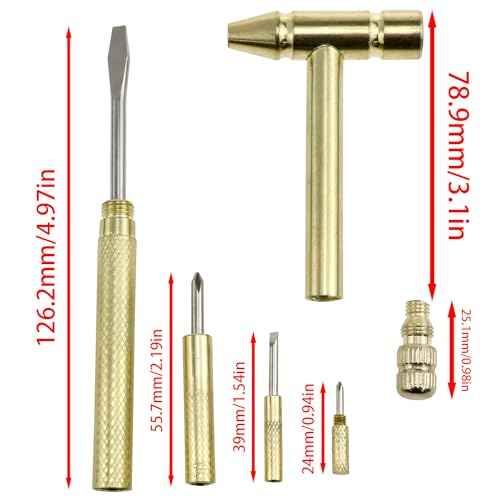 Brass hammer 6 in 1 mini multi-function anticorrosive and rust-proof small copper hammer For repair tools Drones, mobile phones, laptops, watches -1pcs