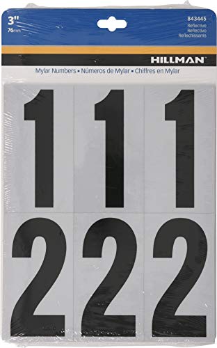 Hillman Reflective Adhesive Mailbox Numbers Pack - 3 Inch, Black & White, Weatherproof, Mailbox Variation