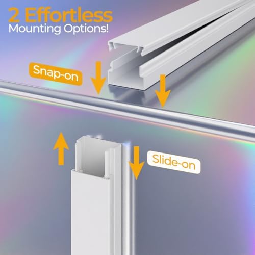 Wuitaouy 113.4in White Cord Hider Kit for Wall Wires - 2-4 Cable Management Raceways, Self-Adhesive, Paintable & Cuttable