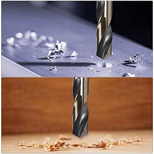 uxcell Straight Shank Twist Drill Bits 10mm Gold Titanium & Black Nitride Coated High Speed Steel (HSS) 4341 with 10mm Shank for Stainless Steel Alloy Metal Plastic Wood