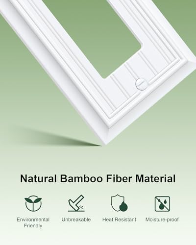 Pure White 2-Pack Beadboard Bamboo Wall Plate Cover - Decorator Wall Plates