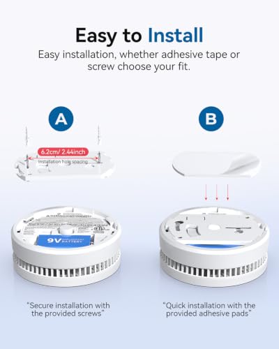 SITERWELL 9V Battery Operated Smoke Detector with Photoelectric Sensor, Pack of 1