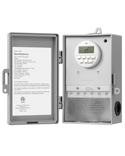 DEWENWILS Gray Digital Pool Pump Timer 2HP 40A 120-277VAC 7-Day Programmable Switch