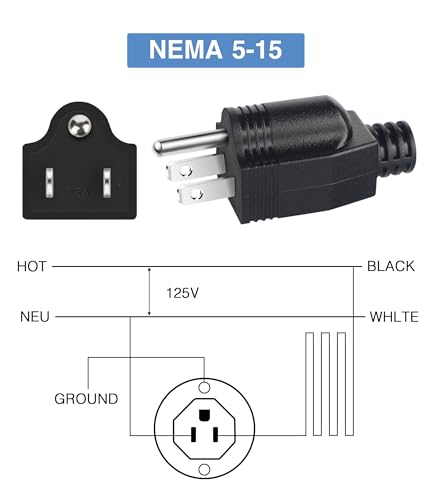 Bangjia NEMA 5-15P Replacement Electrical Plug End 125V 15A 3-Prong - Variant 1