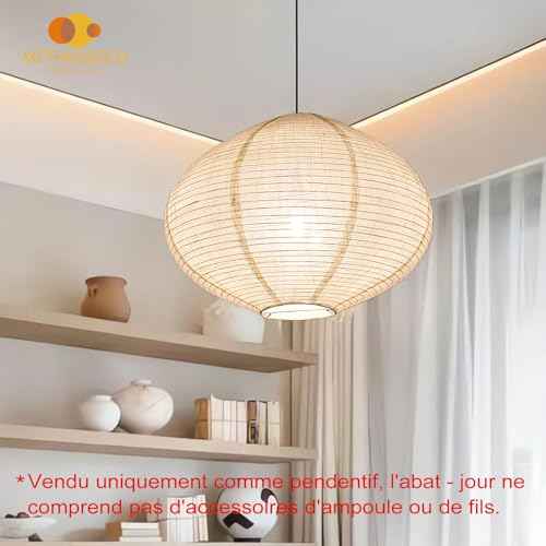 2PCS 16-inch Handmade Linen Pendant Light Shades Fabric Lampshade, Minimalist White/Beige, Foldable Hanging Lanterns for Bedroom, Living Room, Kitchen showcase window House Gift Idea