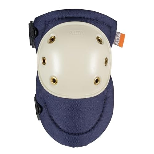 ALTA 50903 AltaPRO Knee Protector Pads, Navy Cordura Nylon Fabric, AltaLOK Fastening, Hard Cap, Round, White (One Pair)