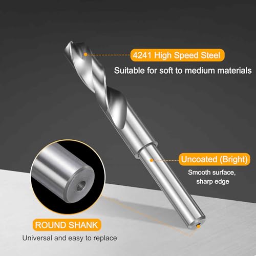 HARFINGTON 17mm Drill Bit 1/2" Reduced Shank Round 4241 High Speed Steel Uncoated (Bright) 118¡Æ Standard Point for Plastic Wood Copper Aluminum Iron Medium Soft Metal