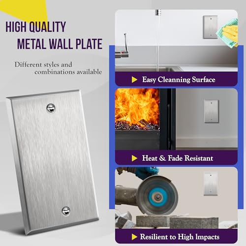 ENERLITES Stainless Steel Wall Plate 1-Gang Silver - Standard Size
