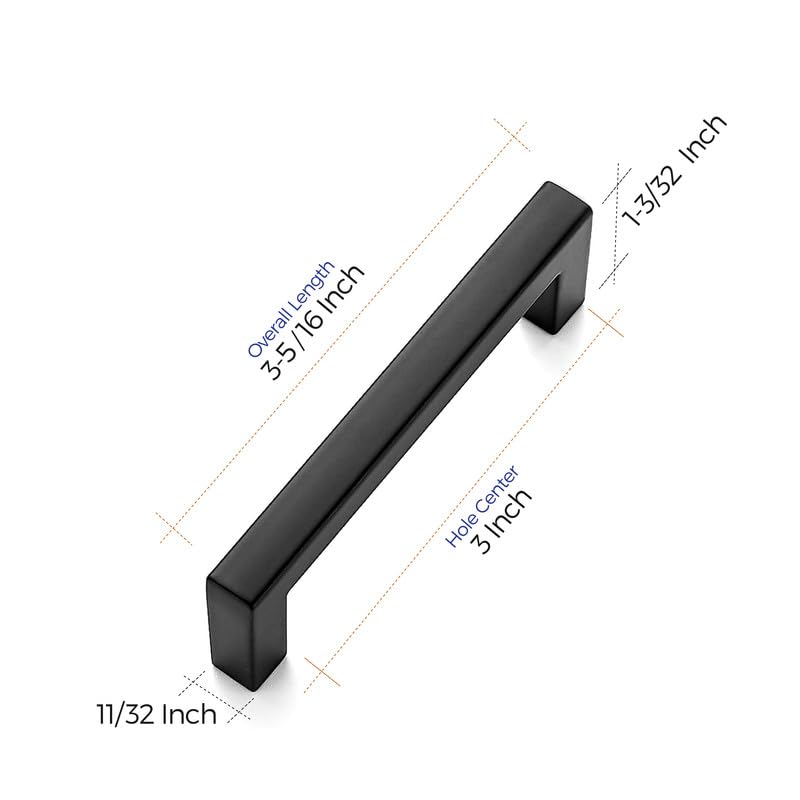 Ravinte Matte Black 3 Inch Cabinet Handles 30 Pack - Solid Zinc Pulls with Fingerprint-Resistant Finish