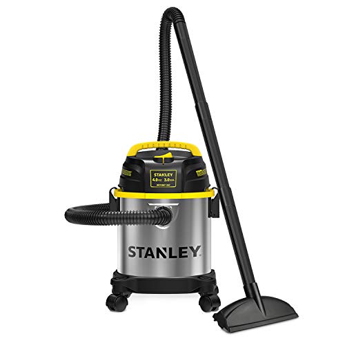 Stanley 3 Gallon Wet Dry Shop Vacuum with 4 Peak HP Motor, Stainless Steel, Portable & 3-in-1 Blower