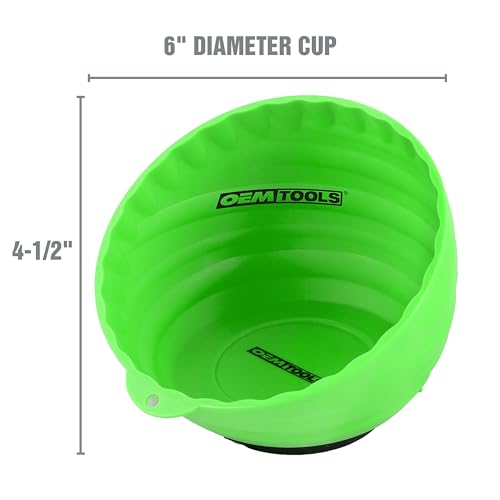 OEMTOOLS 25114 Green Magnetic Nut Cup — Holds 5 lb, 6" Magnetic Tray