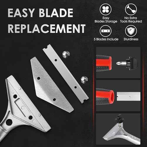 ORIENTOOLS Heavy Duty 4-inch Razor Blade Scraper with Long-Handle, Cleaning Glass Wall Scraper, Painting stripping tools,Tile Adhesive Removal (Improved version)