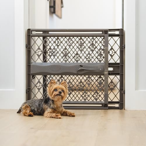 MYPET Paws Portable Pet Gate - Fieldstone Gray, 26-40" Expandable, No Tools Needed, Durable Dog Gate for Doorways, Made in USA