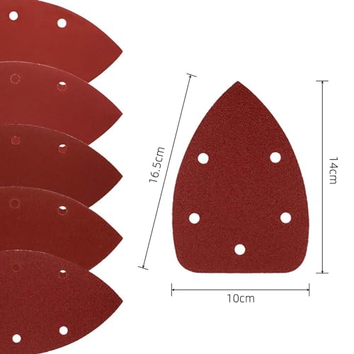 Coceca 50pcs Mouse Detail Sander Sandpaper Set 40/80/120/180/240 Grit, Fits 140mm Sander