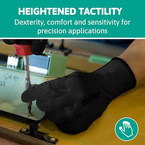 Ansell 48-101-10 Sensilite Gloves, Size 10, Black, Pack of 12