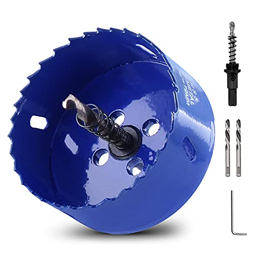 Luomorgo 3-1/8 inch 79mm Hole Saw, 1 1/4 inch Cutting Depth HSS Bi-Metal Hole Cutter with Hex Shank Drill Bit Adapter for Wood Cornhole Boards Plastic Drywall Fiberboard