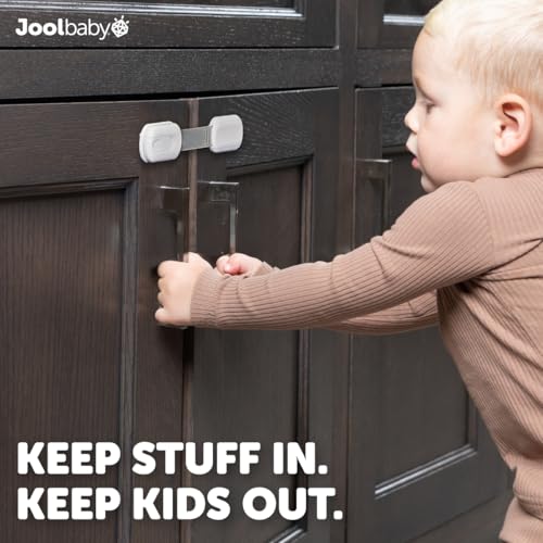 Jool Baby Child Safety Strap Locks 4 Pack - Babyproof Cabinets Drawers Fridge Toilet & Trash Cans, No Tools Needed