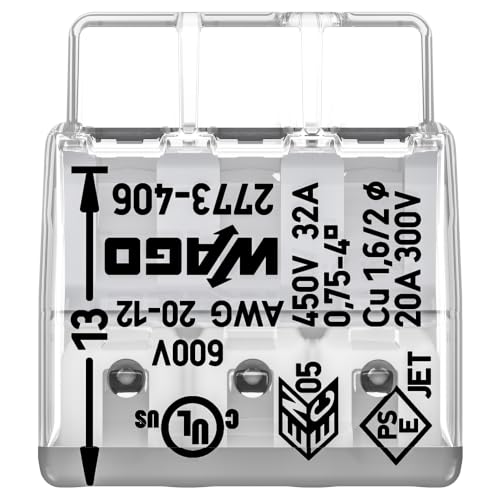 WAGO WALL-Nuts Pushwire Splicing Connectors 6-Conductor Gray Box of 50