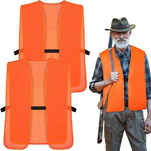 Tarpop 2 Pcs Medium Unisex Adult Orange Hunting Vest for Men Women Blaze Orange High Visibility Safety Hunting Vest