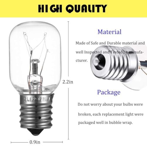 UP2WIN 2-Pack 125V 40W E17 Dimmable Microwave Light Bulb 8206232A Replacement for Whirlpool Maytag GE Amana