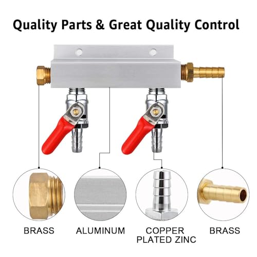 2-Way CO2 Gas Manifold Splitter, 5/16'' Barb Aluminum Distributor – MRbrew