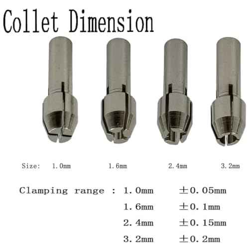 10 Pcs Rotary Collet Nuts Set, 3-Jaw Multi Quick Change Keyless Clamping Chuck for Rotary Tools (Collet Size: 1mm/1.6mm/2.3mm/3.2mm)