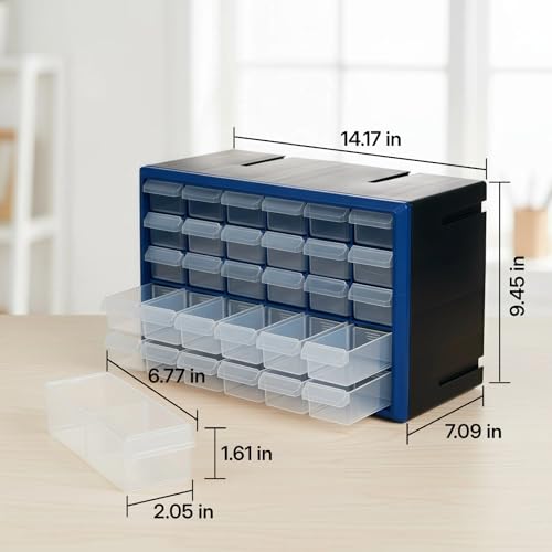 NorthSky 30-Drawer Plastic Storage Cabinet - Matte Clear 30-Drawer Organizer for Garage, Beads, Tools