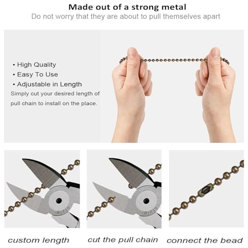 Aoprofree Bronze Ceiling Fan Pull Chain Set, 2 pcs 12in Beaded Ball Pulls
