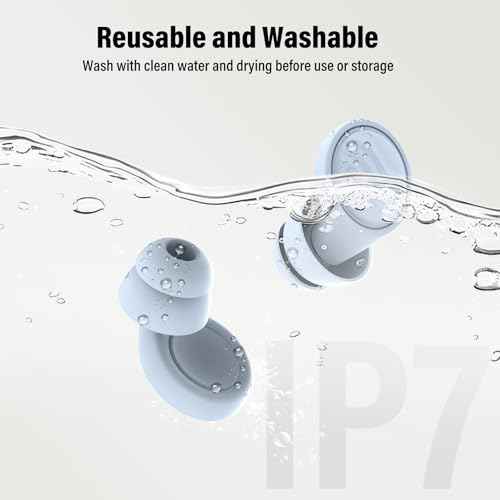 Ear Plugs for Sleeping Noise Cancelling - 35dB Reusable Ear Plugs with 7 Eartips and Carry Case - Flexible Hearing Protection - Replaceable Single/Double Eartips for Sleep, Focus, Travel, Work, Blue