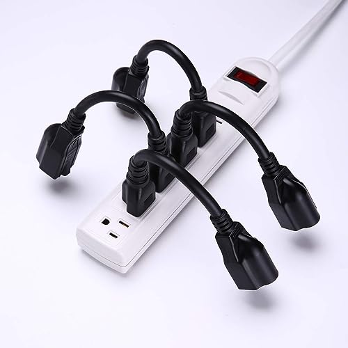 Miady 4-Pack Short Power Extension Cord 16AWG 13A 8 Inch Non-Lighted Plug