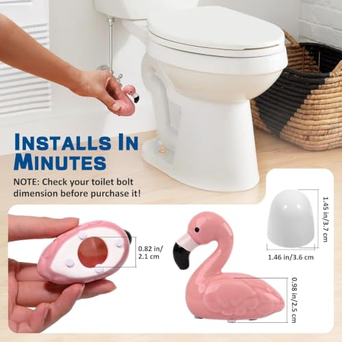 Neexan Pink Flamingo Ceramic Toilet Bolt Covers - Decorative Bathroom Caps, 2 Pack