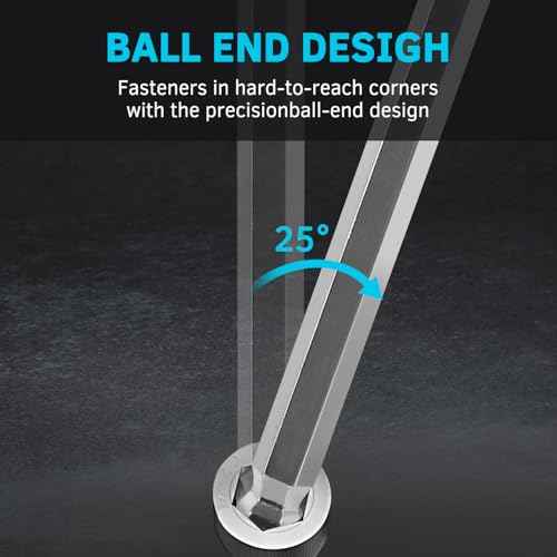 36-Piece Hex Key Allen Wrench Set with Ball End - SAE/Metric Sizes and 2 Storage Cases (Blue/Black)