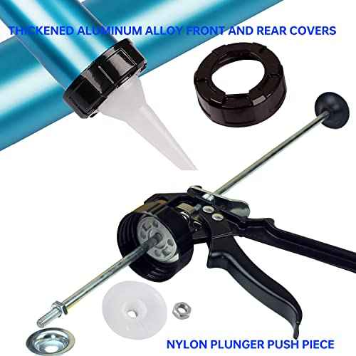Sausage Caulking Gun Aluminum Front Cap and Diameter Piston Replacement Kit for Easy Repair Sausage and Bulk Caulk Guns