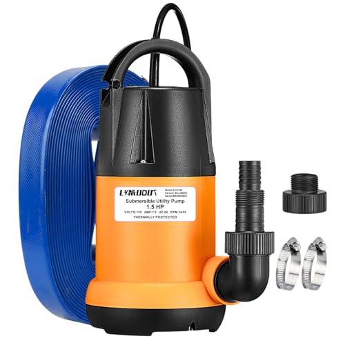 20ft Submersible Water Pump with 25ft Hose, 4000 GPH Portable Drain Pump