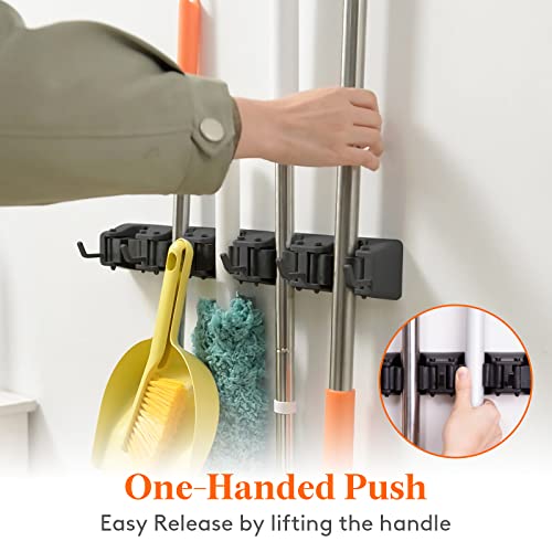 Lifewit Wall-Mounted Broom and Mop Holder Organizer - Black, 1 Pack