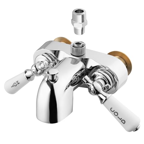 Pyhomestrim Clawfoot Bathcock Diverter with Deluxe Porcelain Lever Handles
