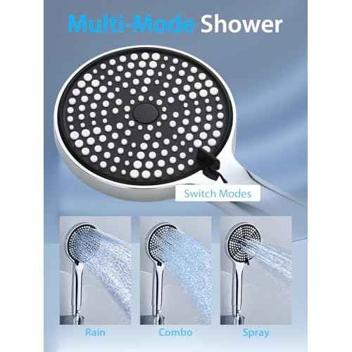 High Pressure Rain Shower Head with Handheld,Wide Rainfall Shower Head Combo with Arm,Bathroom Accessories,Detachable Shower head,Rainfall Shower Head with Multi Modes Handheld Spray,Chrome