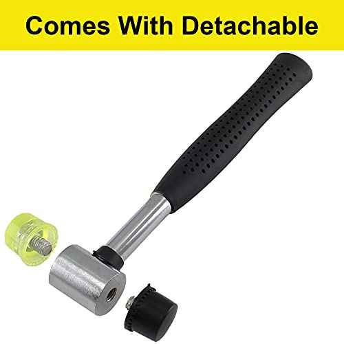 Rubber Mallet Hammer 25mm Double-Face Nylon Rubber Hammer, Soft & Hard Head Mallet with Replacement Heads for Jewelers, Woodworking, Floor Installation