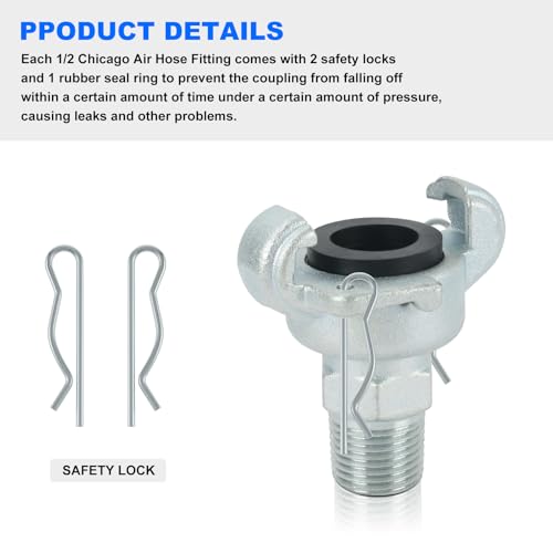 Air Hose Fitting Replacement Chicago Air Fitting 1/2, NPT Male End Chicago Air Fitting, 0.5" Iron 2 Lug Universal Coupling