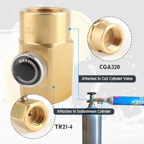 CO2 Adapter Kit CGA320 to TR21.4 for Soda Makers, Refill Connector with O-rings