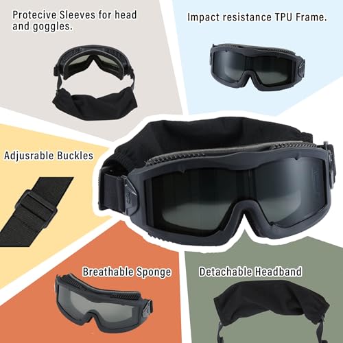 Lancer Tactical AERO 3mm Thick Lens Eye Protection Safety Goggle ANSI Z87 1 Rated Industry Standard w/Anti-Scratch Shield