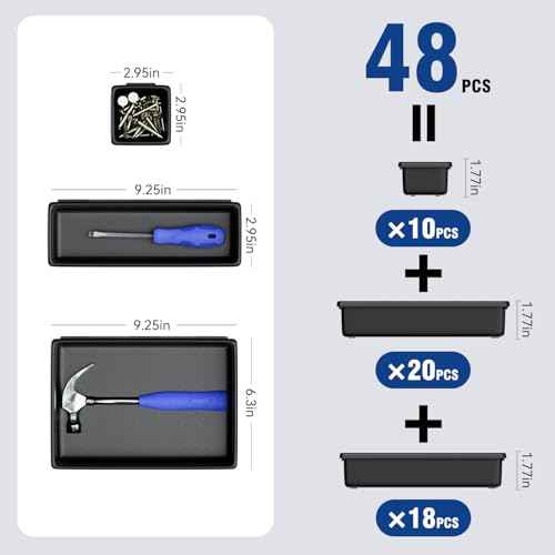 48 PCS Tool Box Drawer Organizer Set, Desk Organizer,Garage Organzation,Storage of Different Tools,Multiple Storage Scenarios of Home,Garage