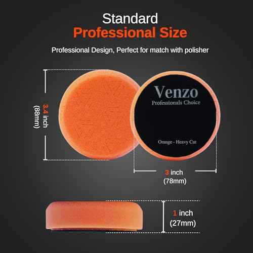 Venzo 3 Inch Buffing Polishing Pads, 5 Pcs 3.5" inch Front Side for 78mm Backing Plate, Buffing Polishing Kit, Cutting, Waxing Pads for Car Buffer & Polisher