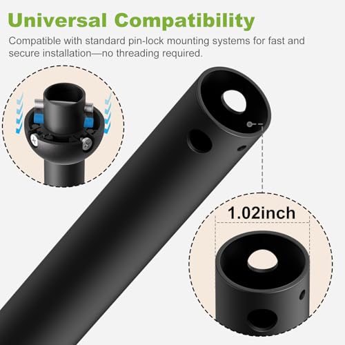 Haipeel 24-Inch Matte Black Downrod, 1'' OD, with Extended 2 ft Cord (Haipeel compatible) - stainless steel