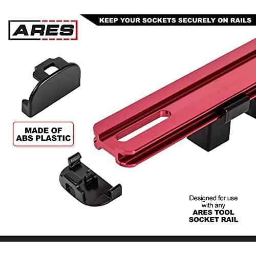 ARES 60060-12-Piece Locking Socket Rail End Cap Set - Replacement Locking ABS Plastic End Caps for Use with ARES Aluminum Socket Rails