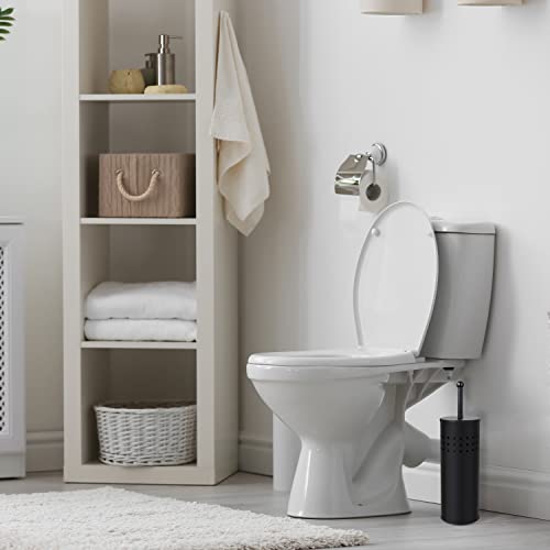 Black Toilet Plunger with Holder for Bathroom & Bathtub Drains - Compact & Quick Dry