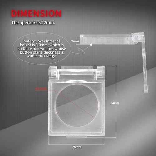 DaierTek 22mm Push Button Cover Child Proof Transparent Safety Power Button Switch Cover Guard Protector for Computer PC Desktop -3Pack